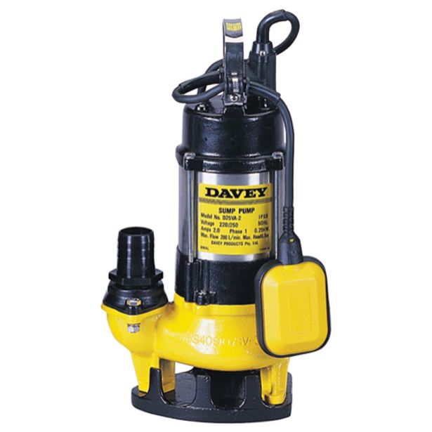 black and yellow Davey Sump Pump