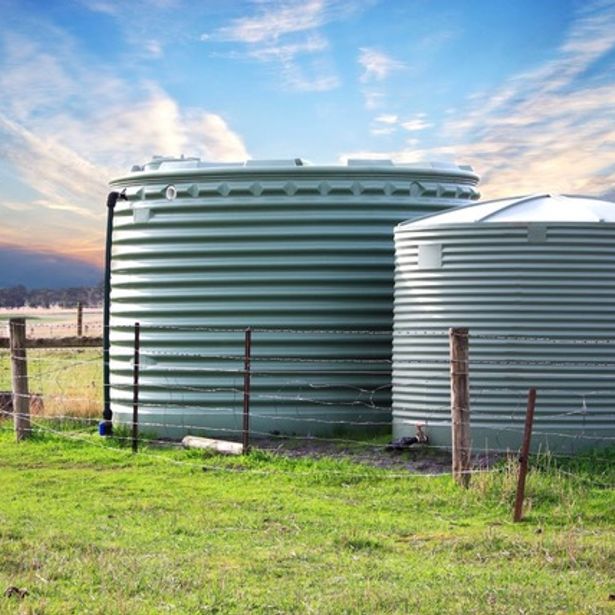 two large water tanks